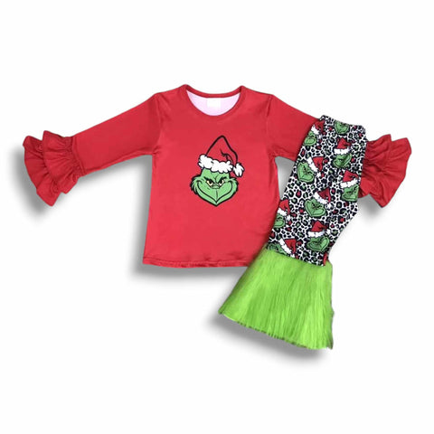 Grinch Faux Fur Bell Bottom Set