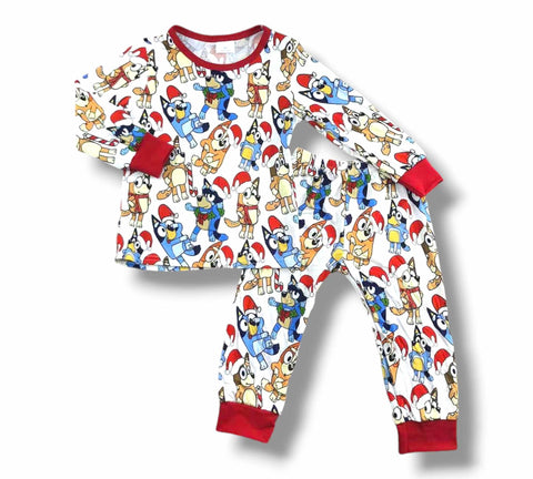 Blue Dog Christmas Bamboo Cotton Pajamas *PRE ORDER*