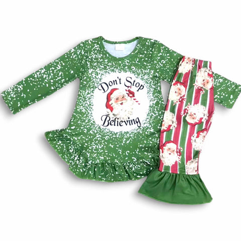 Don't Stop Believing Santa Striped Set *PRE ORDER*