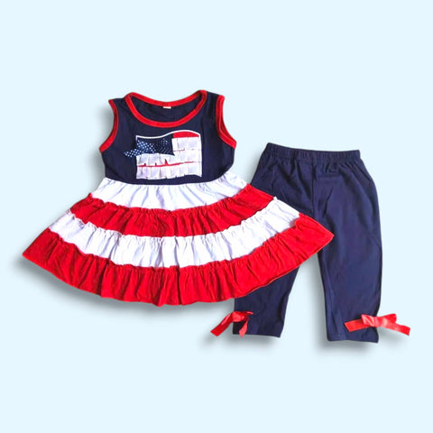 American Flag Capri Set