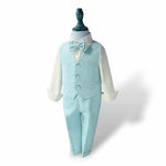 Lt Blue Vest, Bow Tie & Pant Set