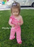 Red Striped Cold Shoulder Jumper