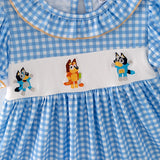 Blue Dog Embroidered Dress