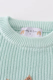 Blue hand-embroidery bunny pullover sweater