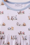 Premium blue character print bamboo dress