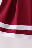 Premium Maroon Go Dawgs Mississippi embroidery ruffle dress