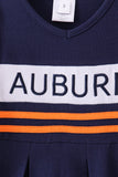 Premium Navy Auburn embroidery ruffle dress