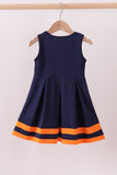 Premium Navy Auburn embroidery ruffle dress
