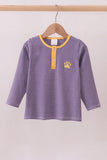 Premium Purple LSU stripe embroidery top