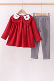 Premium Maroon Alabama elephant football embroidery gingham pants set