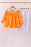 Premium Orange Tennessee puppy football embroidery pants set