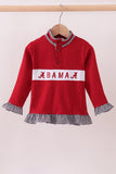 Premium Maroon Alabama embroidery ruffle top