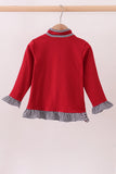 Premium Maroon Alabama embroidery ruffle top