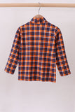 Premium Navy Auburn embroidery plaid top