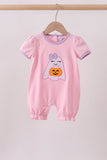 Pink ghost pumpkin embroidery romper