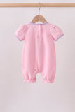 Pink ghost pumpkin embroidery romper