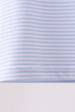 Blue stripe Smirk face applique top