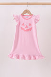 Pink stripe Smirk face applique dress