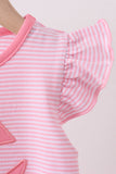 Pink stripe Smirk face applique dress