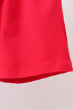 Red apple embroidery shorts set