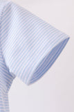 Blue stripe apple embroidery shirt