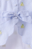 Blue stripe seersucker lemon embroidery scalloped bloomer set