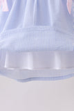 Pink&blue seersucker ruffle dress