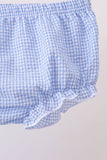 Blue flag embroidery ruffle bloomer set