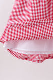 Red watermelon ruffle gingham dress