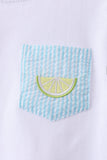 Blue lemon embroidery shorts set