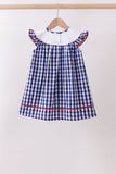 Black flag fireworks embroidery gingham dress