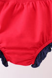 Red flag fireworks embroidery ruffle bloomer set