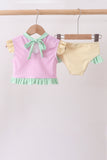 Pink stripe ruffle 2pc swimsuit