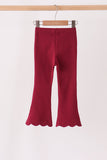 Maroon scalloped bell pants