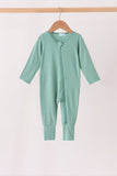 Sage zipper bamboo anti-slip romper