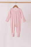 Pink ruffle zipper bamboo anti-slip romper