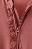 Dusty rose ruffle zipper bamboo anti-slip romper