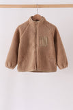 Beige fleece zipper jacket