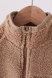 Beige fleece zipper jacket