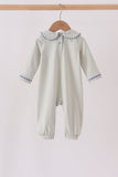 Sage turkey embroidery romper