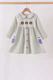 Sage turkey embroidery dress