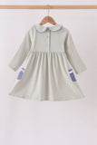 Sage turkey embroidery dress
