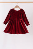 Maroon velvet bow dress