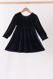 Navy velvet bow dress