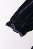 Navy velvet bow dress