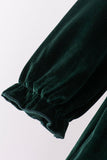 Green velvet bow dress