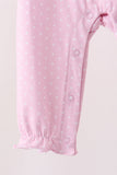 Pink christmas tree gingerbread embroidery romper