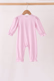 Pink christmas tree gingerbread embroidery romper