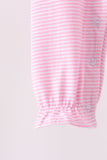 Pink turkey embroidery stripe romper