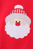 Red christmas santa embroidery scalloped pants set